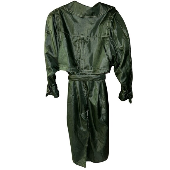 Luba Paris 80s Full‎ Length Green Trench Rain Coat Size 11/12 - Picture 2 of 7